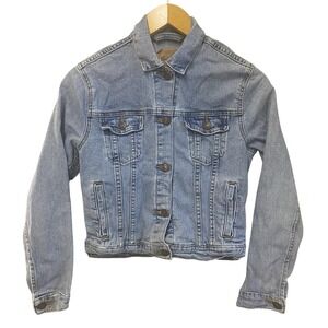 Levi Strauss Signature Denim Trucker Jacket Youth Large Blue Unisex READ